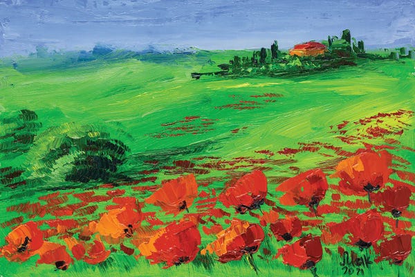 Nataly Mak: Poppy Field Landscape by Nataly Mak