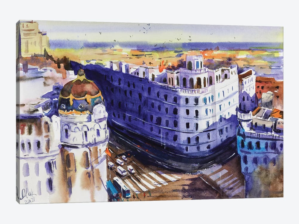 Madrid Cityscape by Nataly Mak 1-piece Art Print