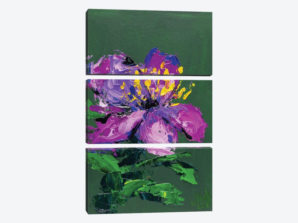 Purple Flower by Nataly Mak 3-piece Canvas Wall Art