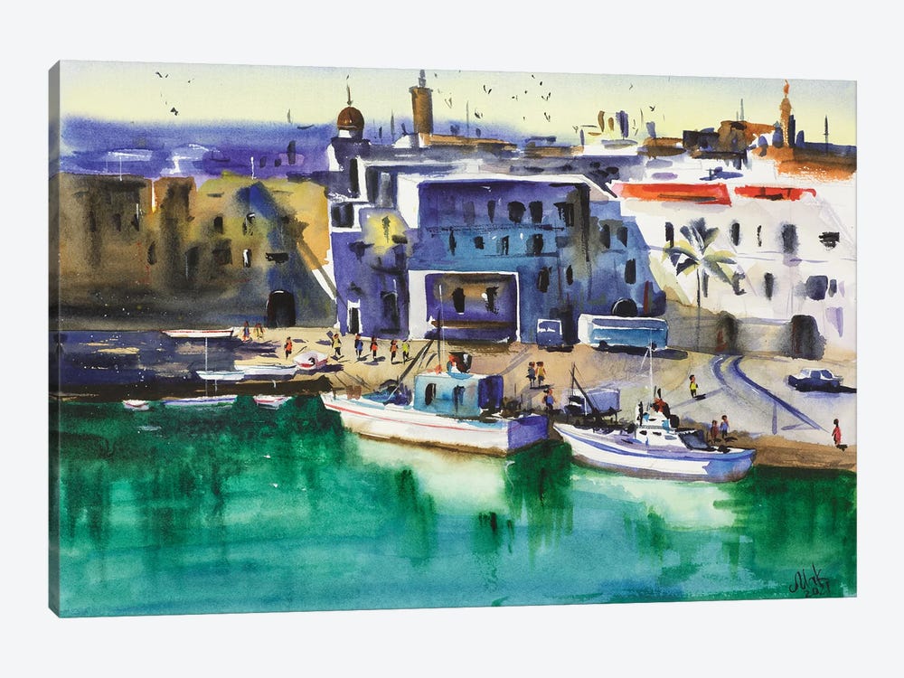 Monopoli Cityscape by Nataly Mak 1-piece Canvas Art Print