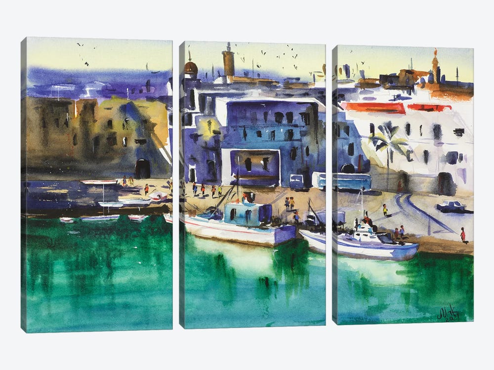 Monopoli Cityscape by Nataly Mak 3-piece Canvas Print