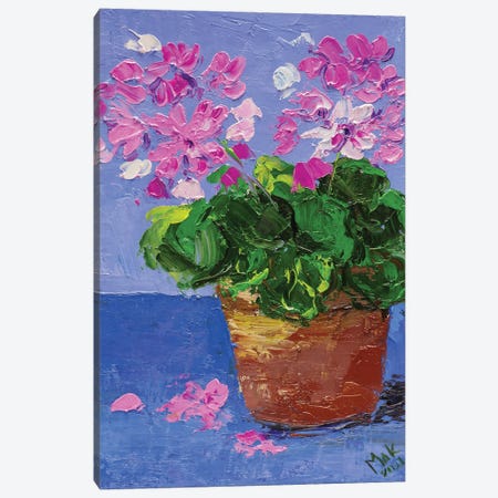 Pink Geranium Canvas Print #NTM206} by Nataly Mak Art Print