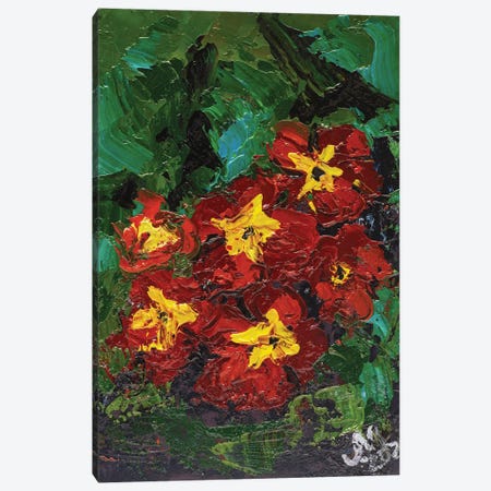 Red Primula Canvas Print #NTM207} by Nataly Mak Canvas Art Print