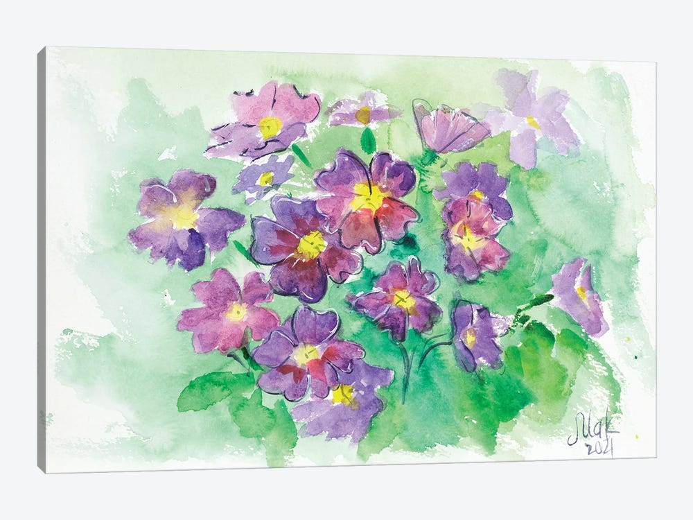 Primrose Watercolor by Nataly Mak 1-piece Art Print