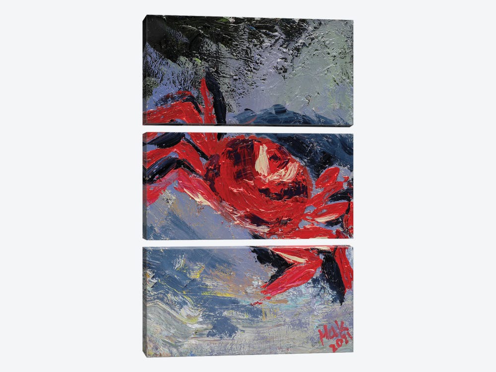 Red Crab by Nataly Mak 3-piece Canvas Artwork