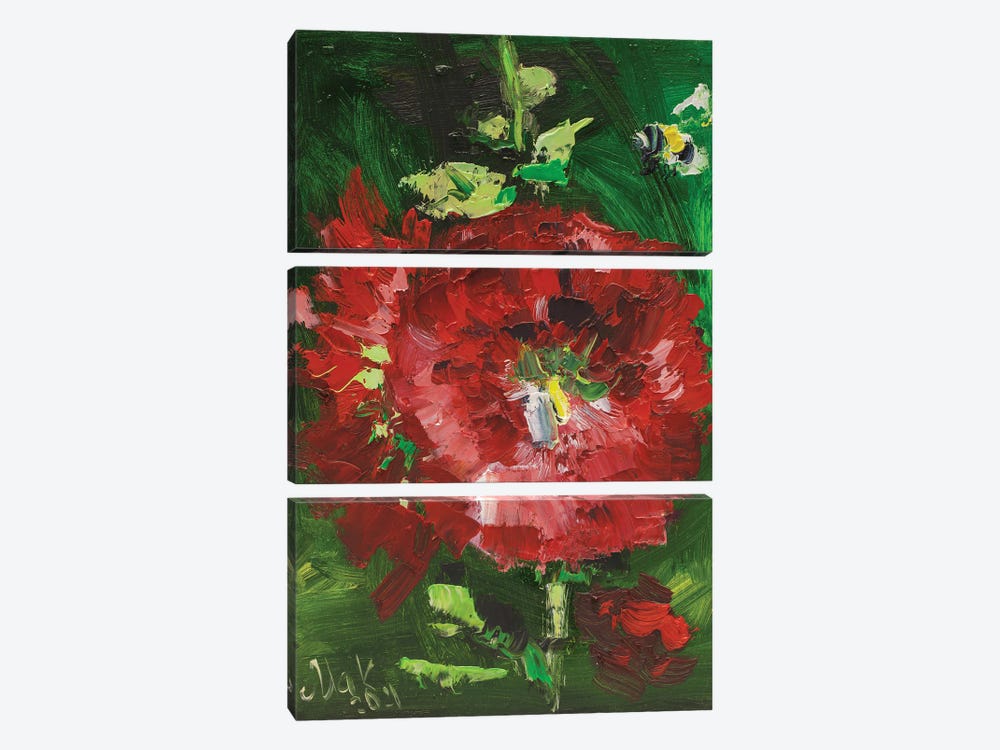 Red Mallow by Nataly Mak 3-piece Canvas Art