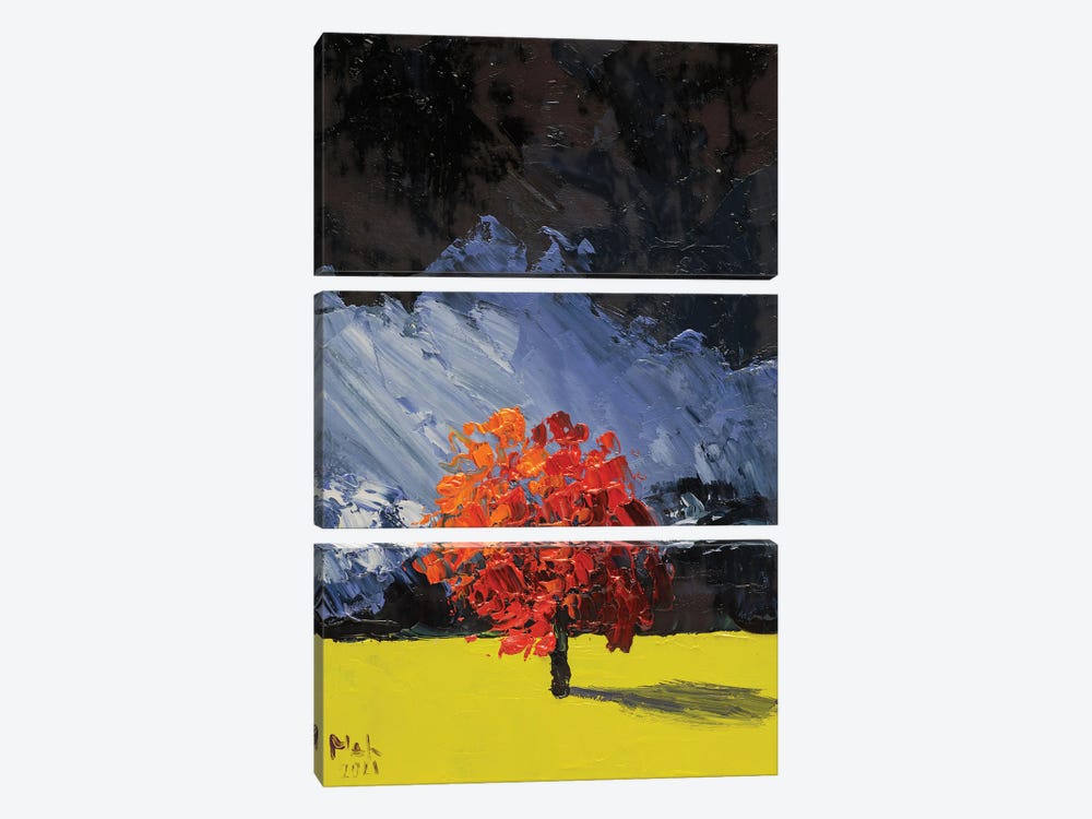 Red Tree Landscape by Nataly Mak 3-piece Art Print