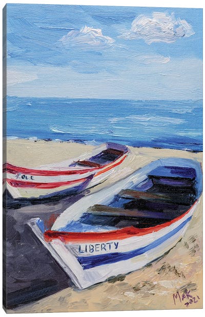 Boats On The Beach Canvas Art Print - Rowboat Art
