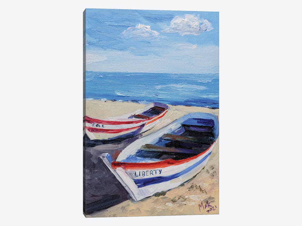 Boats On The Beach by Nataly Mak 1-piece Canvas Print