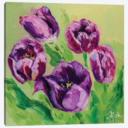 Purple Tulips Canvas Print #NTM224} by Nataly Mak Art Print