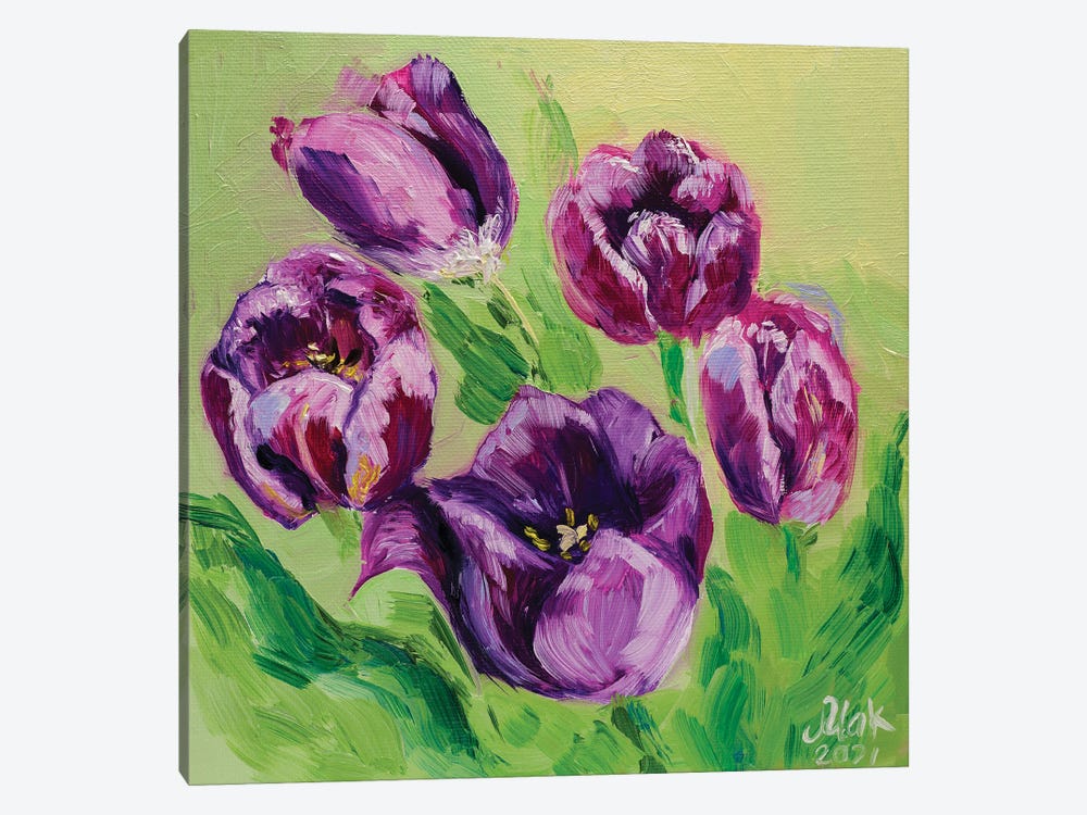 Purple Tulips by Nataly Mak 1-piece Canvas Print