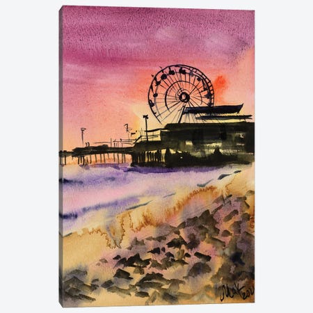 Santa Monica Beach Canvas Print #NTM230} by Nataly Mak Art Print