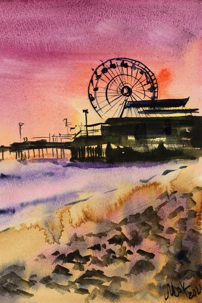 Ferris Wheels: Santa Monica Beach by Nataly Mak