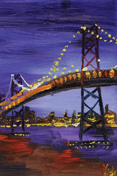 Golden Gate Bridge Night by Nataly Mak art print
