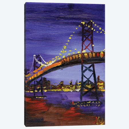 Golden Gate Bridge Night Canvas Print #NTM232} by Nataly Mak Art Print