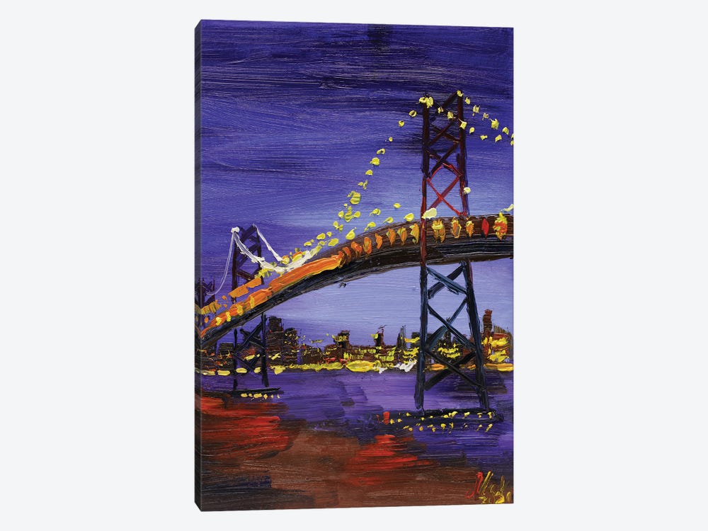 Golden Gate Bridge Night by Nataly Mak 1-piece Canvas Artwork