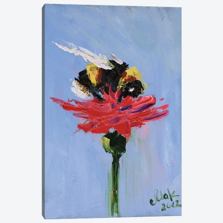 Bumblebee On Flower Canvas Print #NTM236} by Nataly Mak Canvas Art