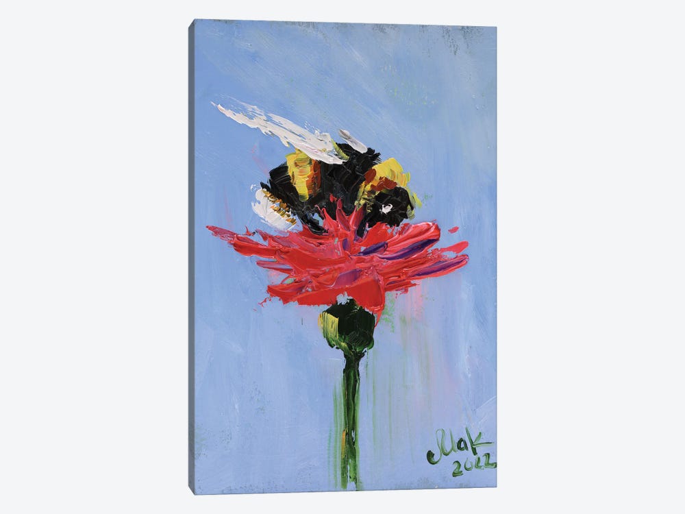 Bumblebee On Flower by Nataly Mak 1-piece Canvas Artwork
