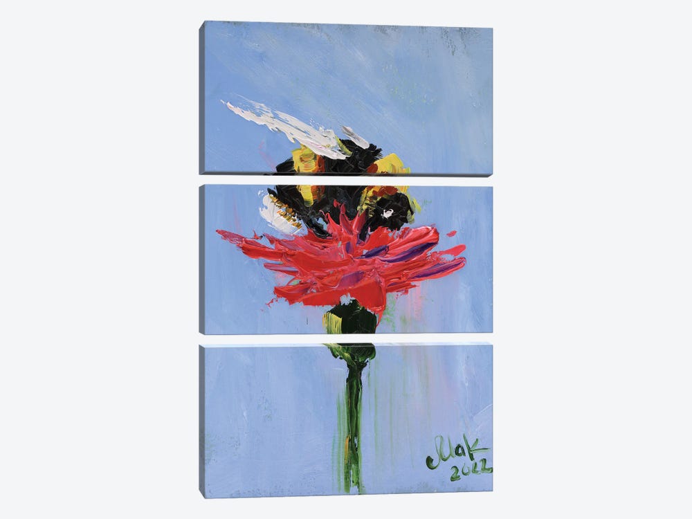 Bumblebee On Flower by Nataly Mak 3-piece Canvas Artwork