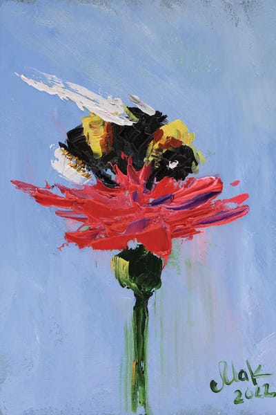 Nataly Mak: Bumblebee On Flower by Nataly Mak