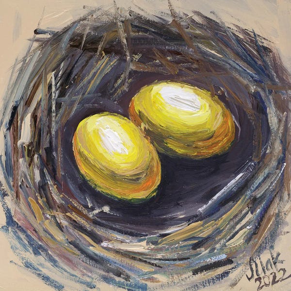 Nataly Mak: Gold Eggs Bird Nest by Nataly Mak