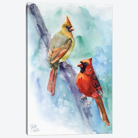 Red Cardinal Pair Canvas Print #NTM239} by Nataly Mak Canvas Print