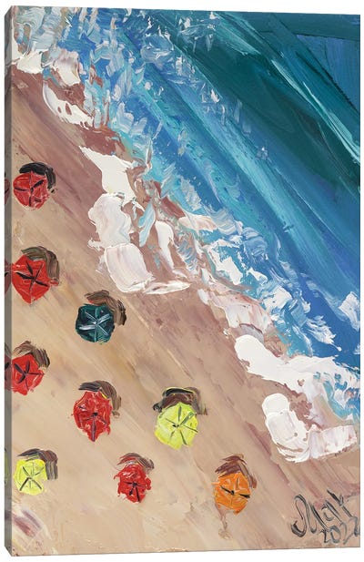 Aerial Beach Top View Canvas Art Print - Nataly Mak