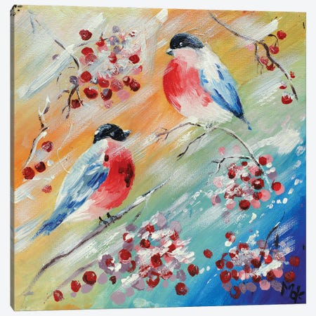 Bullfinches Canvas Print #NTM248} by Nataly Mak Canvas Wall Art