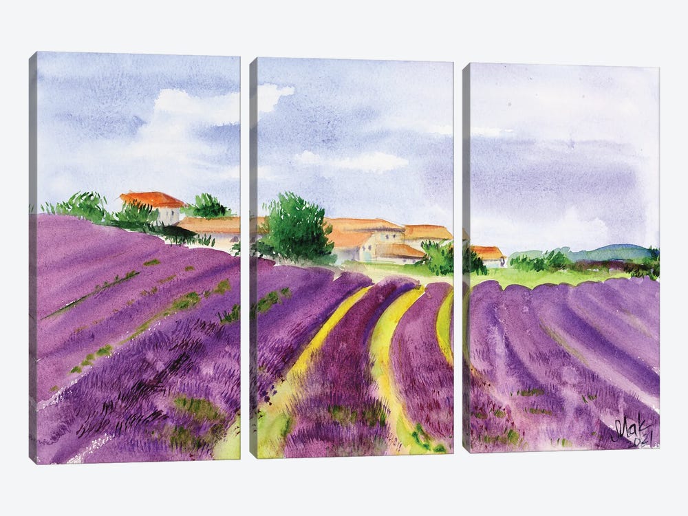 Lavender Fields Provence by Nataly Mak 3-piece Canvas Artwork