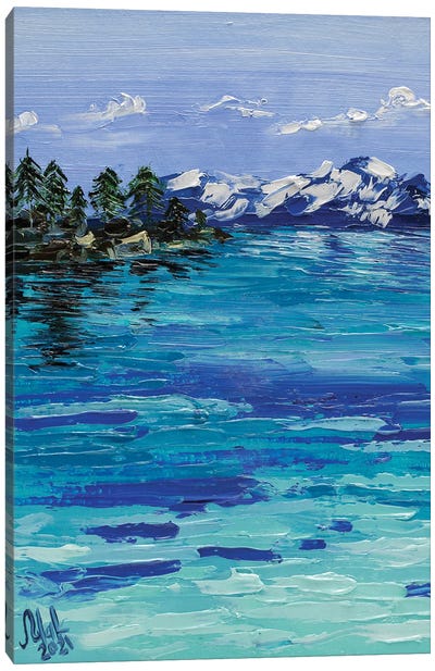 Lake Tahoe And Mountain Canvas Art Print - Lakehouse Décor