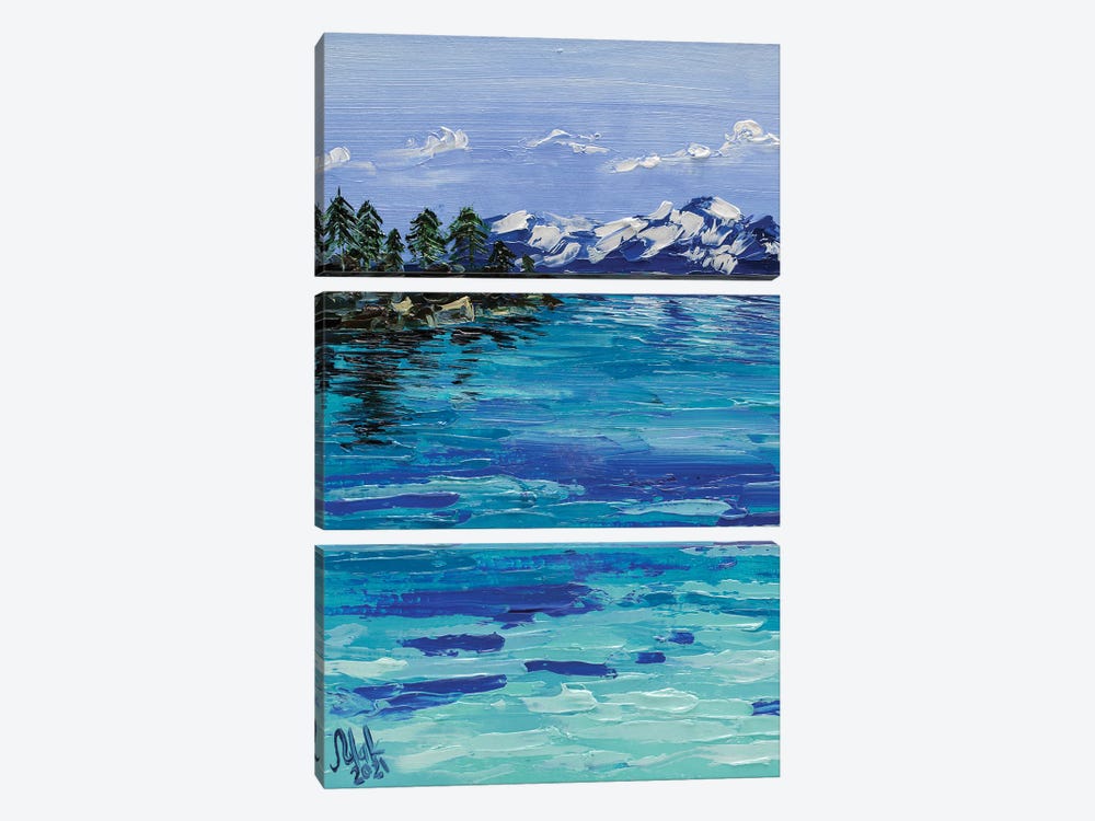 Lake Tahoe And Mountain by Nataly Mak 3-piece Canvas Art