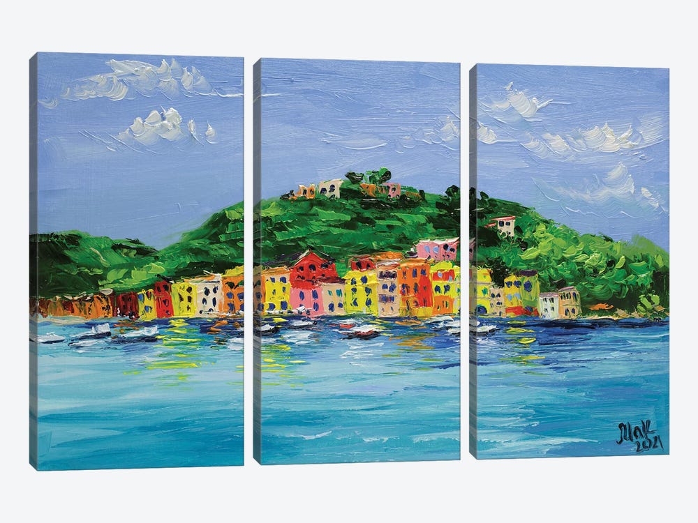 Portofino Italy by Nataly Mak 3-piece Canvas Art Print