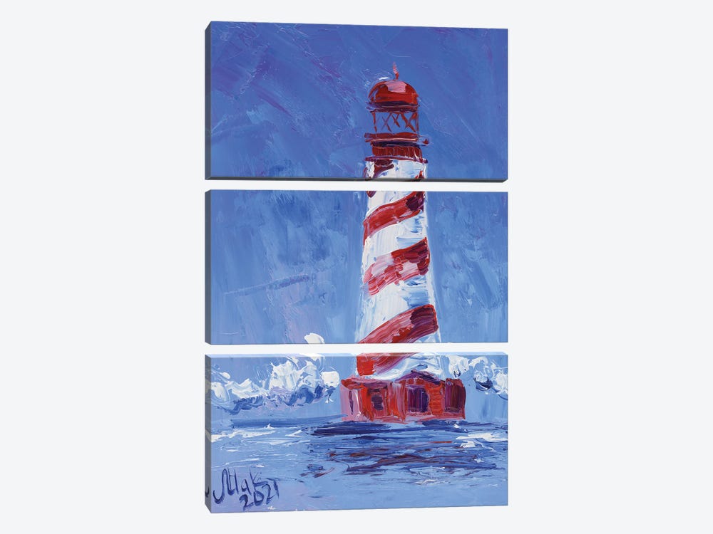 Michigan Lighthouse II by Nataly Mak 3-piece Canvas Art Print