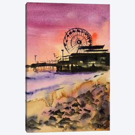 Santa Monica Beach Sunset Canvas Print #NTM260} by Nataly Mak Canvas Wall Art