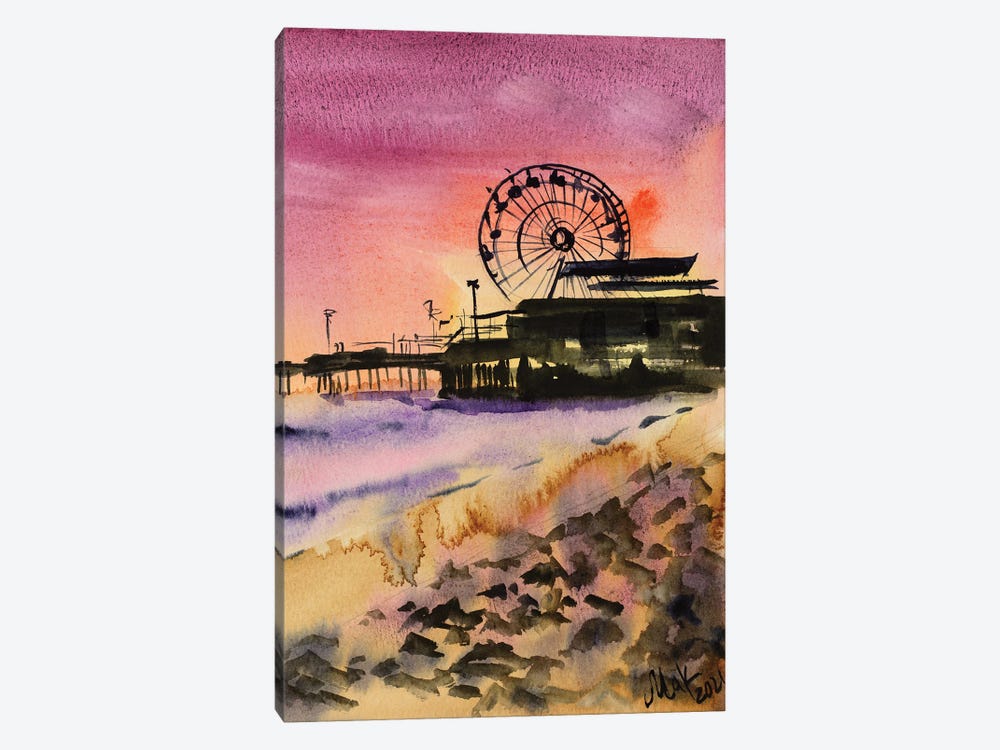 Santa Monica Beach Sunset by Nataly Mak 1-piece Canvas Art Print