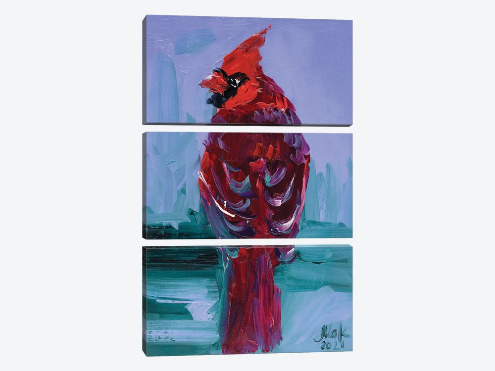 Red Cardinal II by Nataly Mak 3-piece Canvas Art Print