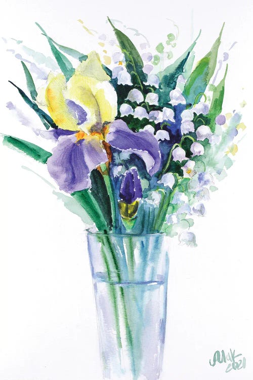 Lily Of The Valley And Iris by Nataly Mak wall art