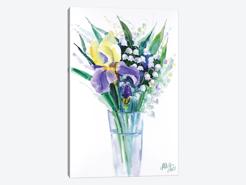 Lily Of The Valley And Iris by Nataly Mak 1-piece Canvas Wall Art