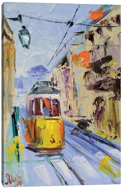 Lisbon Yellow Tram Canvas Art Print - Train Art