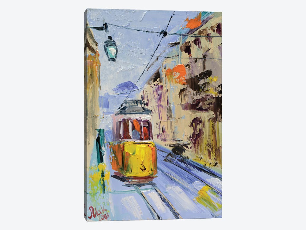 Lisbon Yellow Tram by Nataly Mak 1-piece Art Print