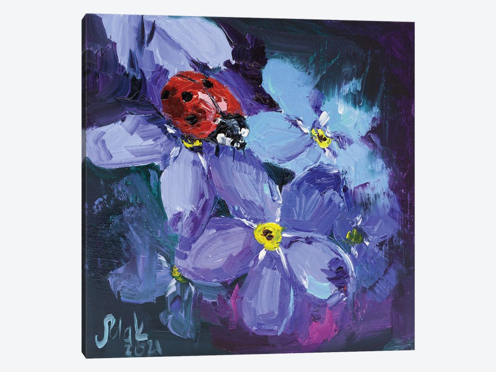 Ladybird And Forget Me Not by Nataly Mak 1-piece Canvas Art