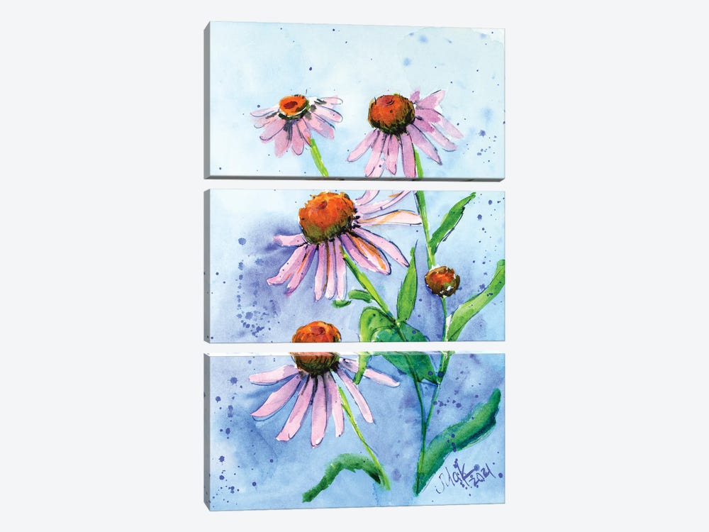 Echinacea by Nataly Mak 3-piece Canvas Art Print