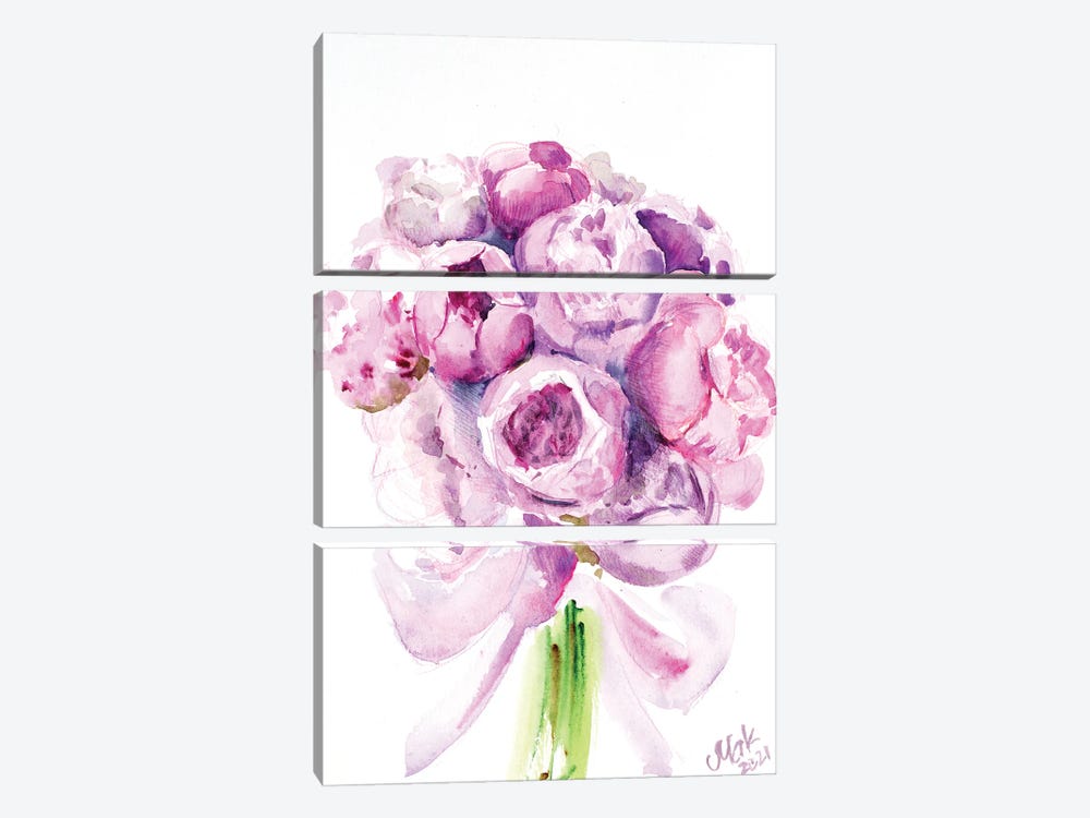 Peony Bouquet I by Nataly Mak 3-piece Canvas Wall Art