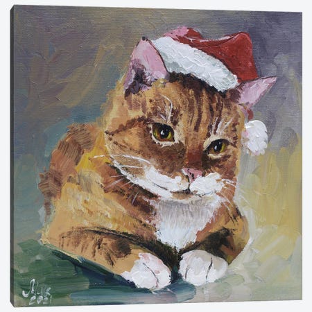 Christmas Cat Canvas Print #NTM287} by Nataly Mak Canvas Art Print