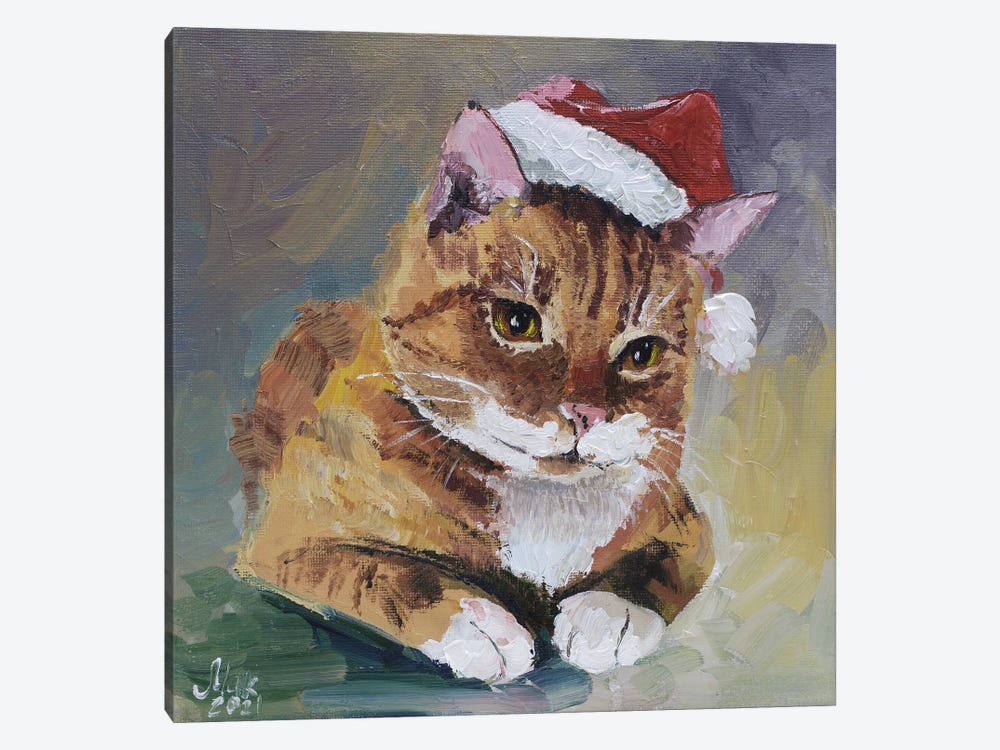 Christmas Cat by Nataly Mak 1-piece Canvas Art