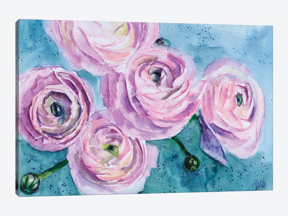 Ranunculus Flower by Nataly Mak 1-piece Canvas Print