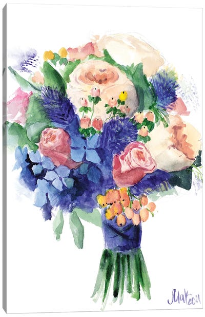 Bouquet Peonies And Hydrangeas Canvas Art Print - Hydrangea Art