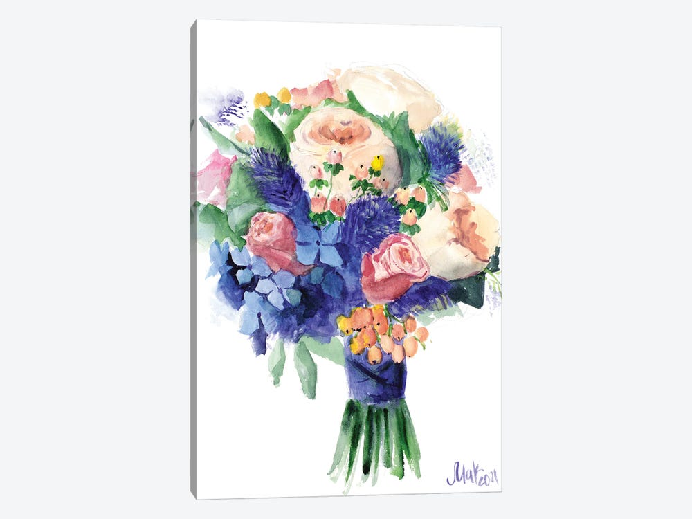 Bouquet Peonies And Hydrangeas by Nataly Mak 1-piece Canvas Artwork