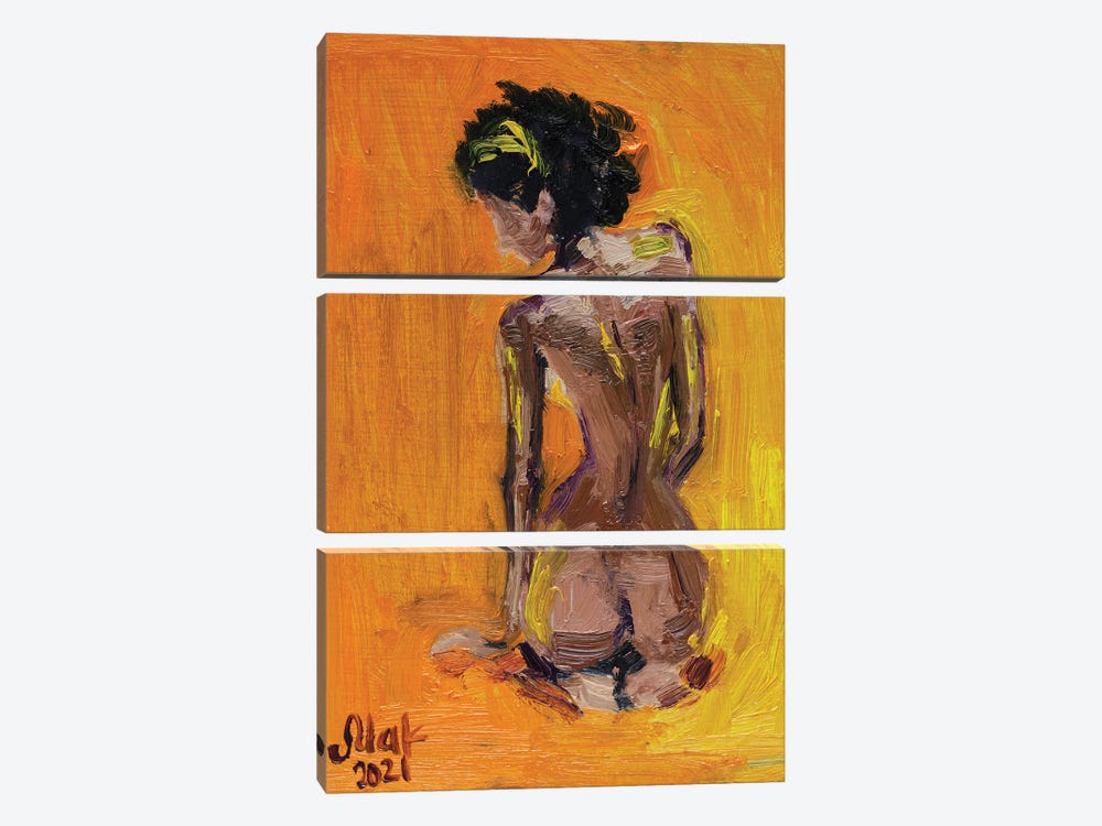 African American Woman Back by Nataly Mak 3-piece Canvas Print