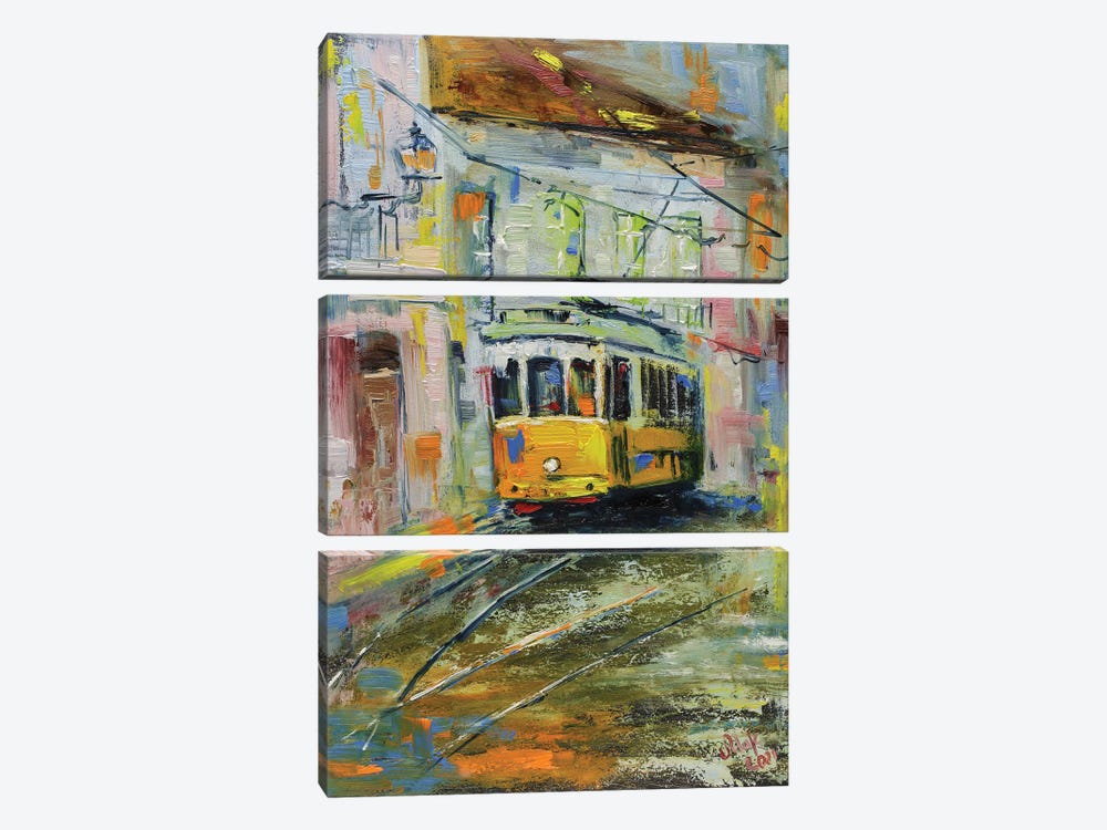 Lisbon Yellow Tram II by Nataly Mak 3-piece Canvas Art